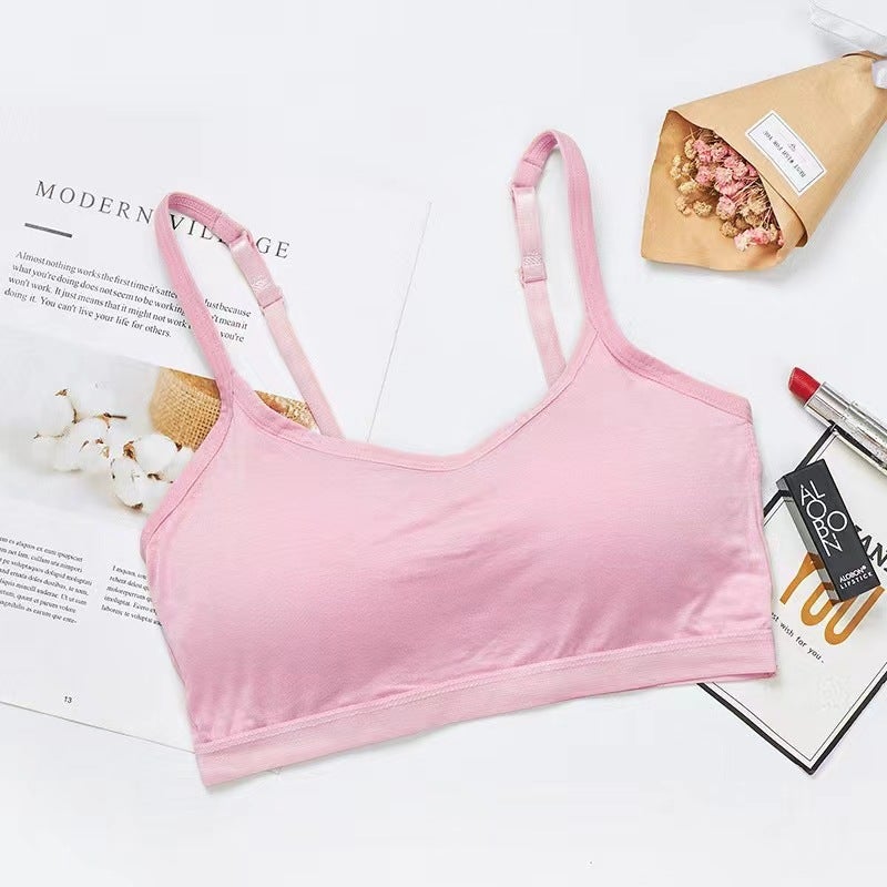 Generic Shake Tone Explosive One-piece No Steel Ring with Chest Pad Wrapping Chest Tube Top with Camisole Girls Underwear Gathering Anti-sagging Pink - Image 1