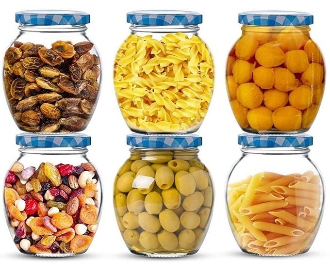 CLEAR GLASS JAR AND CONTAINER 400 ML PACK OF 6 WITH AIR TIGHT LID STORAGE OF SPICES AND DRY FRUIT MASLA STORAGE JARHONEY JAR MATKA