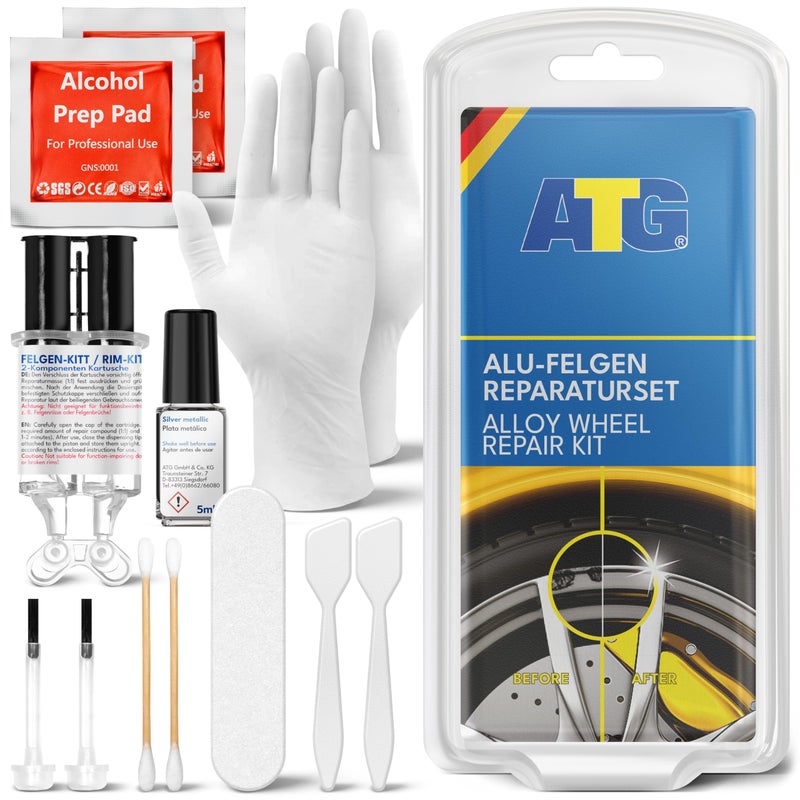 ATG Rim Scratch  Rim Dent Scratch Repair Curb Rash Repair Kit Car Paint Scratch Repair Silver Paint Rim Scratch Repair Kit Rim Scratch Repair Alloy Wheel Scratch Repair kit Aluminum Scratch Repair