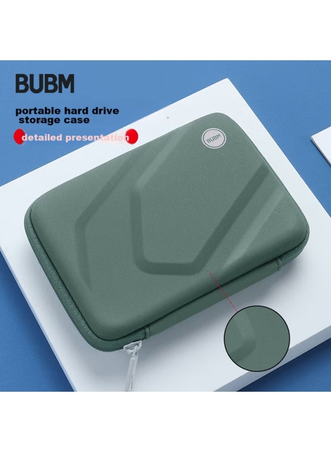 بابم Bubm حافظة القرص الصلب المحمولة، صندوق تخزين كابل البيانات العالمي مقاس 2.5 بوصة، غطاء واقي لمشغل USB وشاحن الهاتف، حافظة ملحقات رقمية مقاومة للصدمات، Bm010d1011-a، Dark Night Green - Image 1