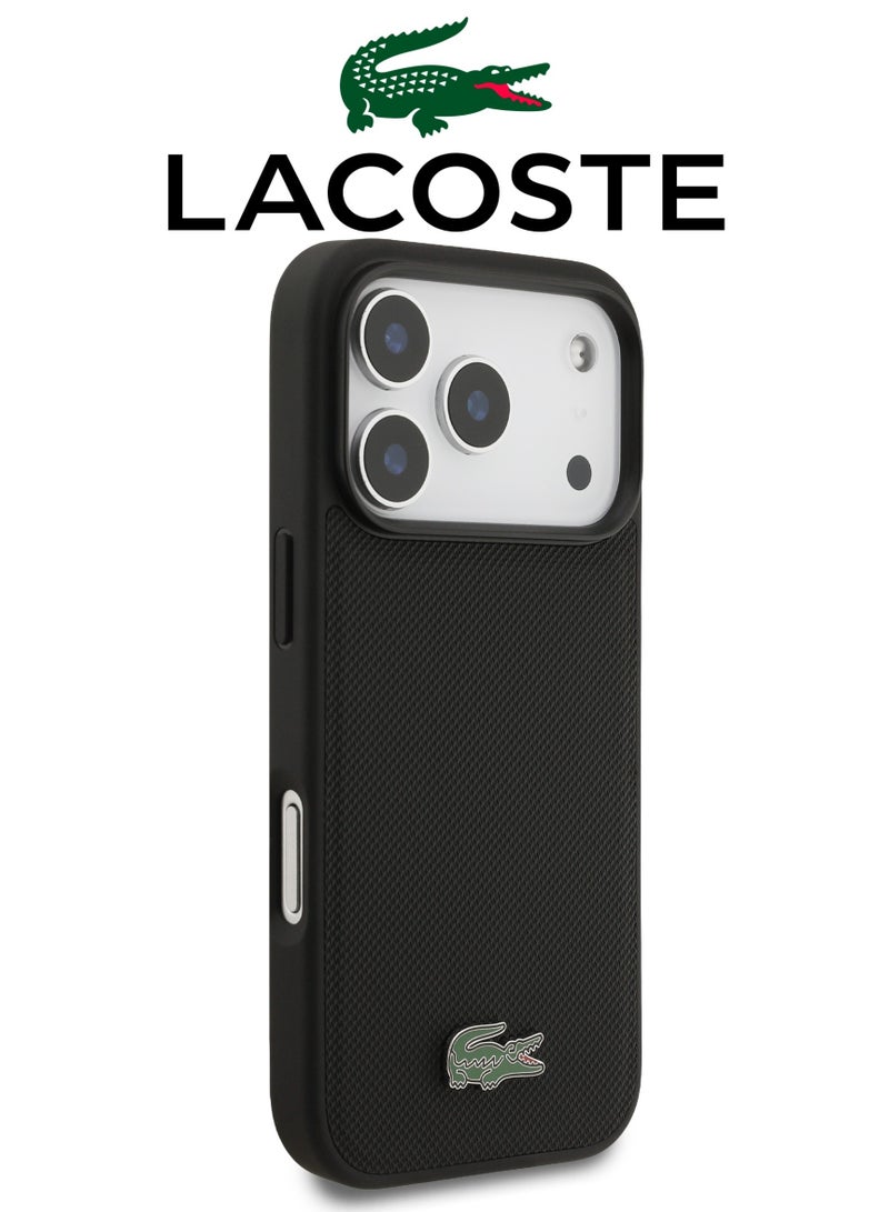 CG MOBILE Leather iPhone 17 Pro Max case. MagSafe wireless charging mobile cover. Shockproof iphone 17 pro max cover with camera bump. Elegant French-designed cover iphone 17 pro max certified in partnership with LACOSTE and CG MOBILE. Black. - Image 2