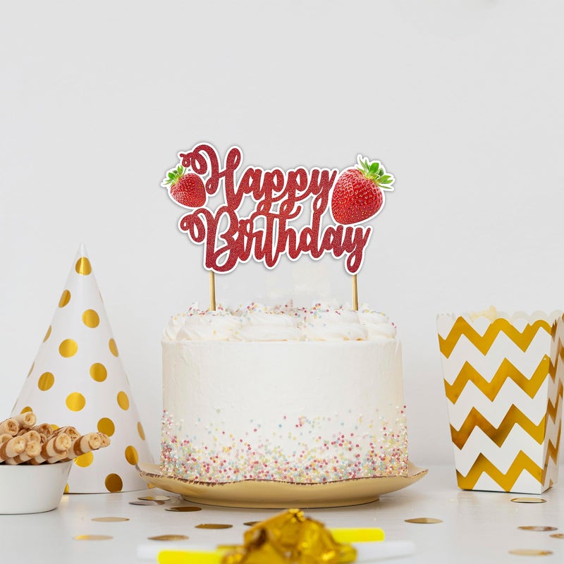 Seyal Real Strawberry Happy Birthday Cake Topper - Image 5