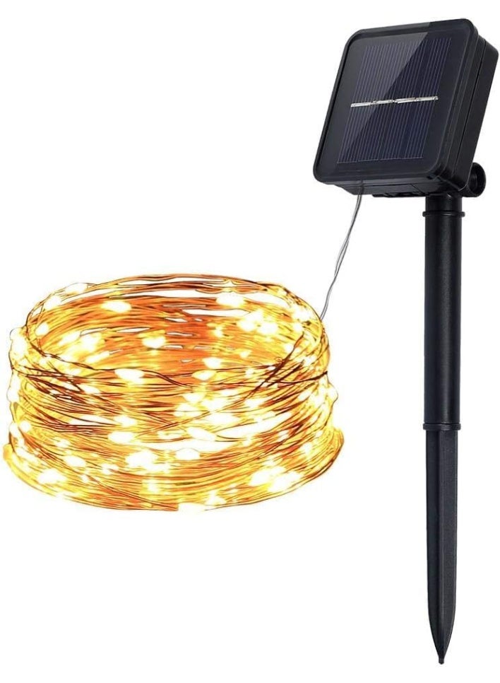 سلسلة مصابيح شمسية خارجية مزودة بشريط زخرفي نحاسي مقاوم للعوامل الجوية بطول 20 متر ، متعددة الاستخدامات، مناسبة للحدائق المنزلية والشرفات والحفلات. - Image 1