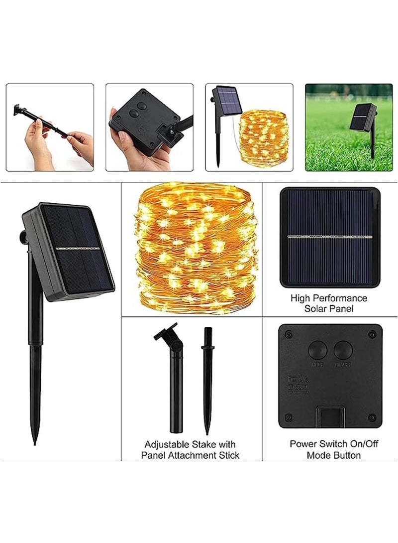 سلسلة مصابيح شمسية خارجية مزودة بشريط زخرفي نحاسي مقاوم للعوامل الجوية بطول 20 متر ، متعددة الاستخدامات، مناسبة للحدائق المنزلية والشرفات والحفلات. - Image 3