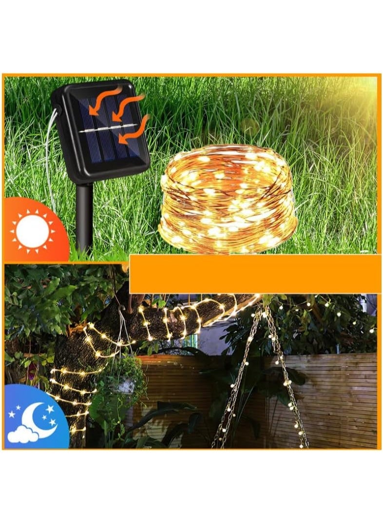 سلسلة مصابيح شمسية خارجية مزودة بشريط زخرفي نحاسي مقاوم للعوامل الجوية بطول 20 متر ، متعددة الاستخدامات، مناسبة للحدائق المنزلية والشرفات والحفلات. - Image 4