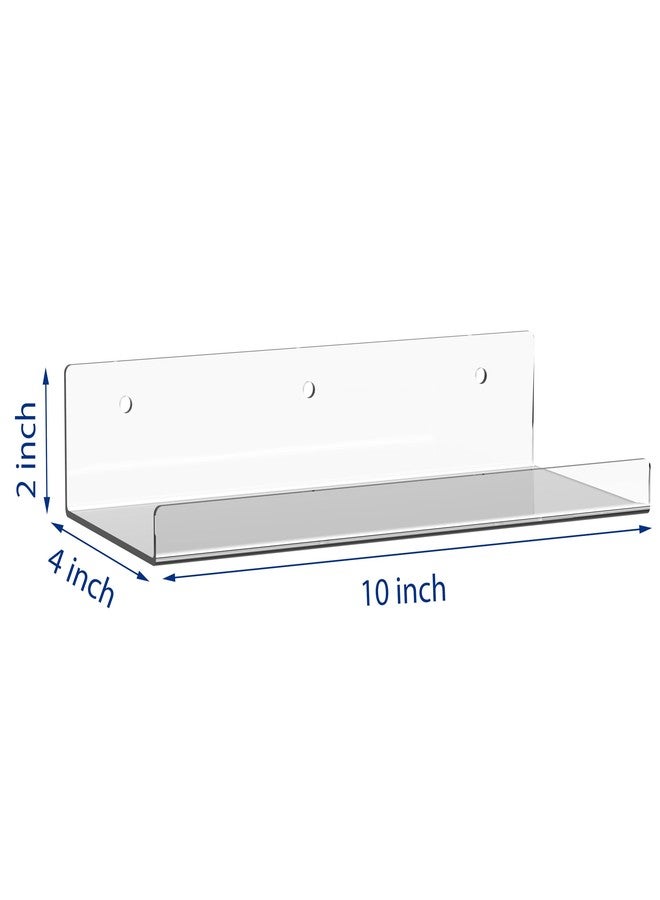 JDEA 4 Pack 10-inch Wall-Mounted Acrylic Shelves Suitable for Wall-Mounted Display Rack Storage Rack Suitable for Children's Bookshelf Room Wall Decoration Bedroom Kitchen Living Room - Image 3