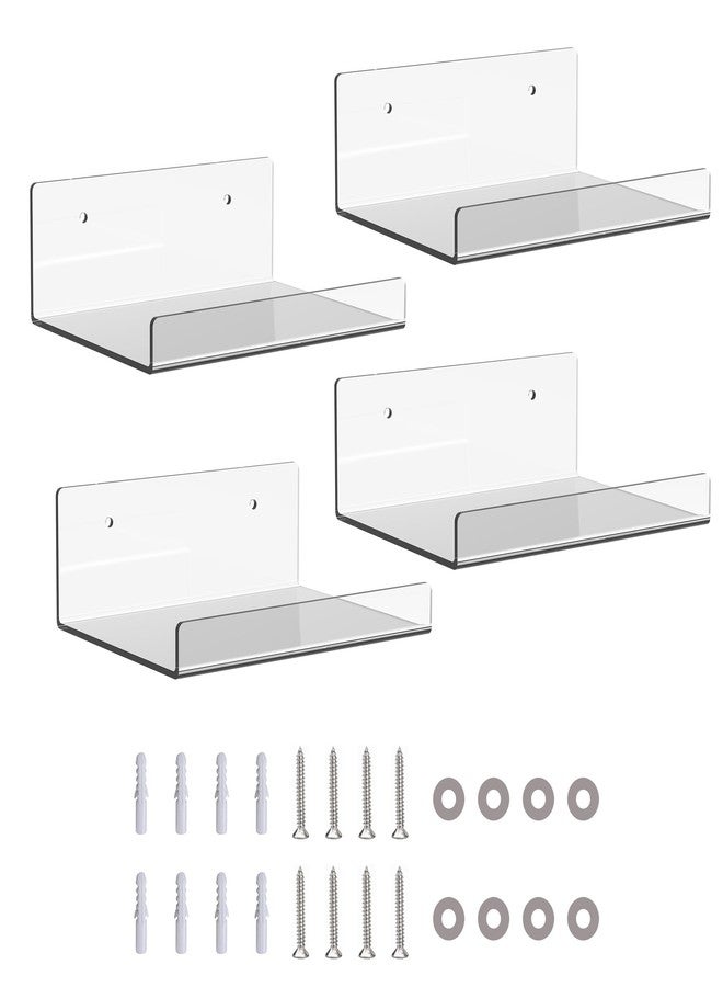 JDEA 4 Pack 10-inch Wall-Mounted Acrylic Shelves Suitable for Wall-Mounted Display Rack Storage Rack Suitable for Children's Bookshelf Room Wall Decoration Bedroom Kitchen Living Room - Image 1