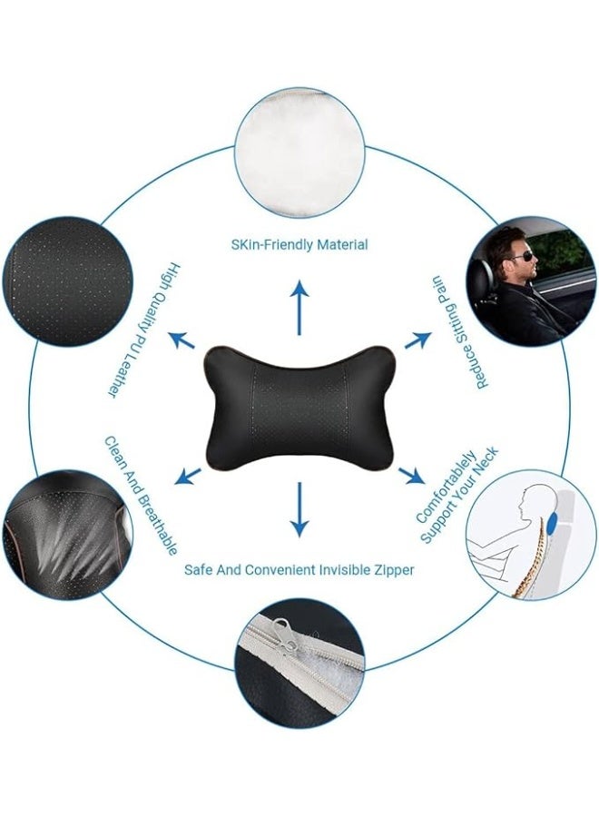 الكبريت عبوة من وسادتين للرقبة في السيارة - وسائد رأس ورقبة قابلة للتهوية | دعم ناعم ومريح للسفر ومقاعد السيارة والاستخدام المنزلي [أسود] - Image 4