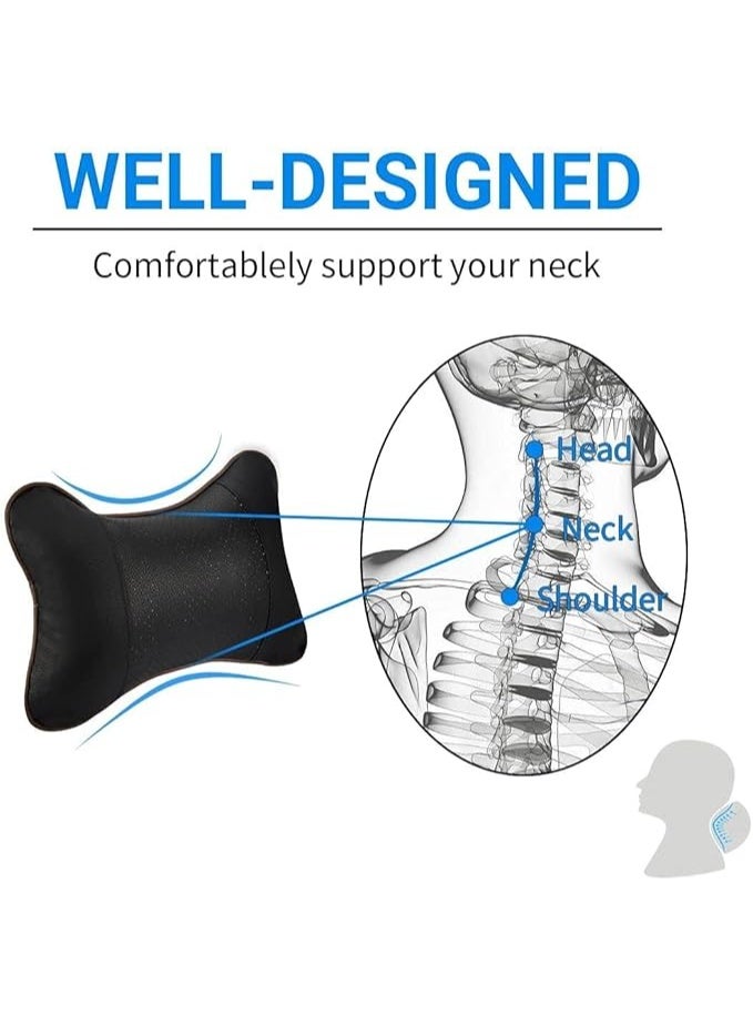 الكبريت عبوة من وسادتين للرقبة في السيارة - وسائد رأس ورقبة قابلة للتهوية | دعم ناعم ومريح للسفر ومقاعد السيارة والاستخدام المنزلي [أسود] - Image 3