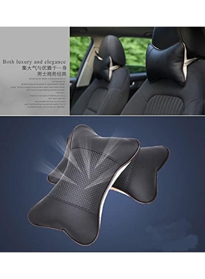 الكبريت عبوة من وسادتين للرقبة في السيارة - وسائد رأس ورقبة قابلة للتهوية | دعم ناعم ومريح للسفر ومقاعد السيارة والاستخدام المنزلي [أسود] - Image 1