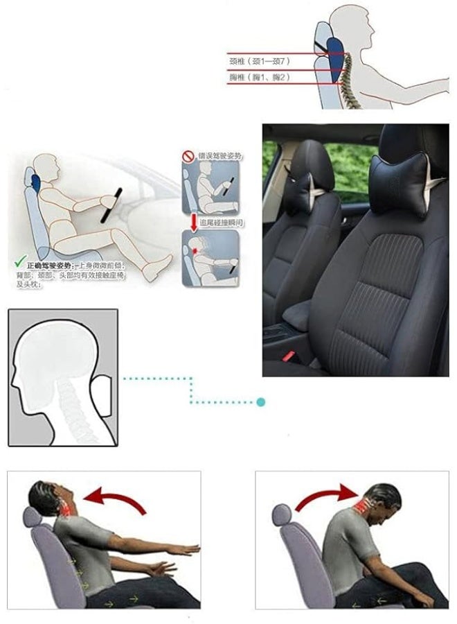 الكبريت عبوة من وسادتين للرقبة في السيارة - وسائد رأس ورقبة قابلة للتهوية | دعم ناعم ومريح للسفر ومقاعد السيارة والاستخدام المنزلي [أسود] - Image 5