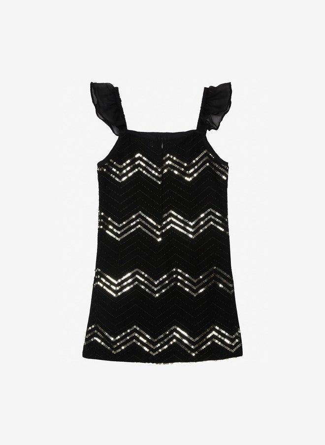 Saka Designs Girls Black Ethnic Kurti with Sharara and Dupatta - Image 2