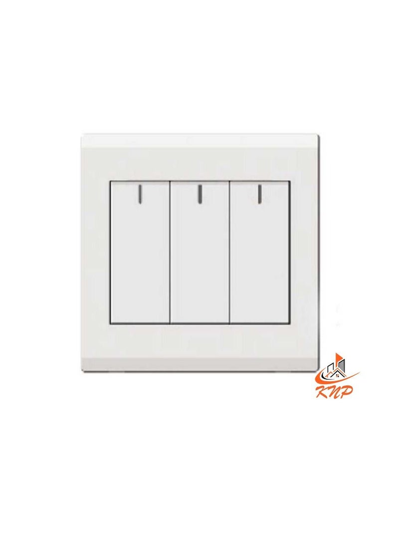 KNP 16A 3 Gang 1 Way Switch - White  - Image 1