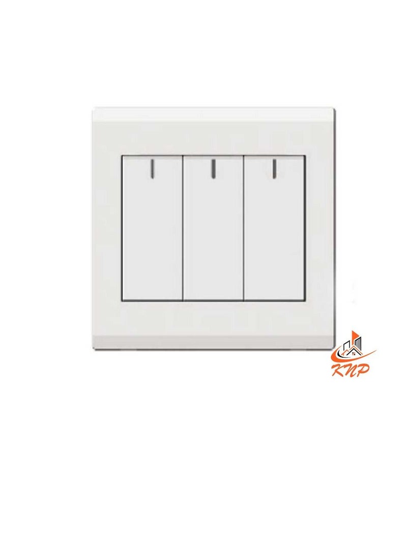 KNP 16A 3 Gang 1 Way Switch - White  - Image 3