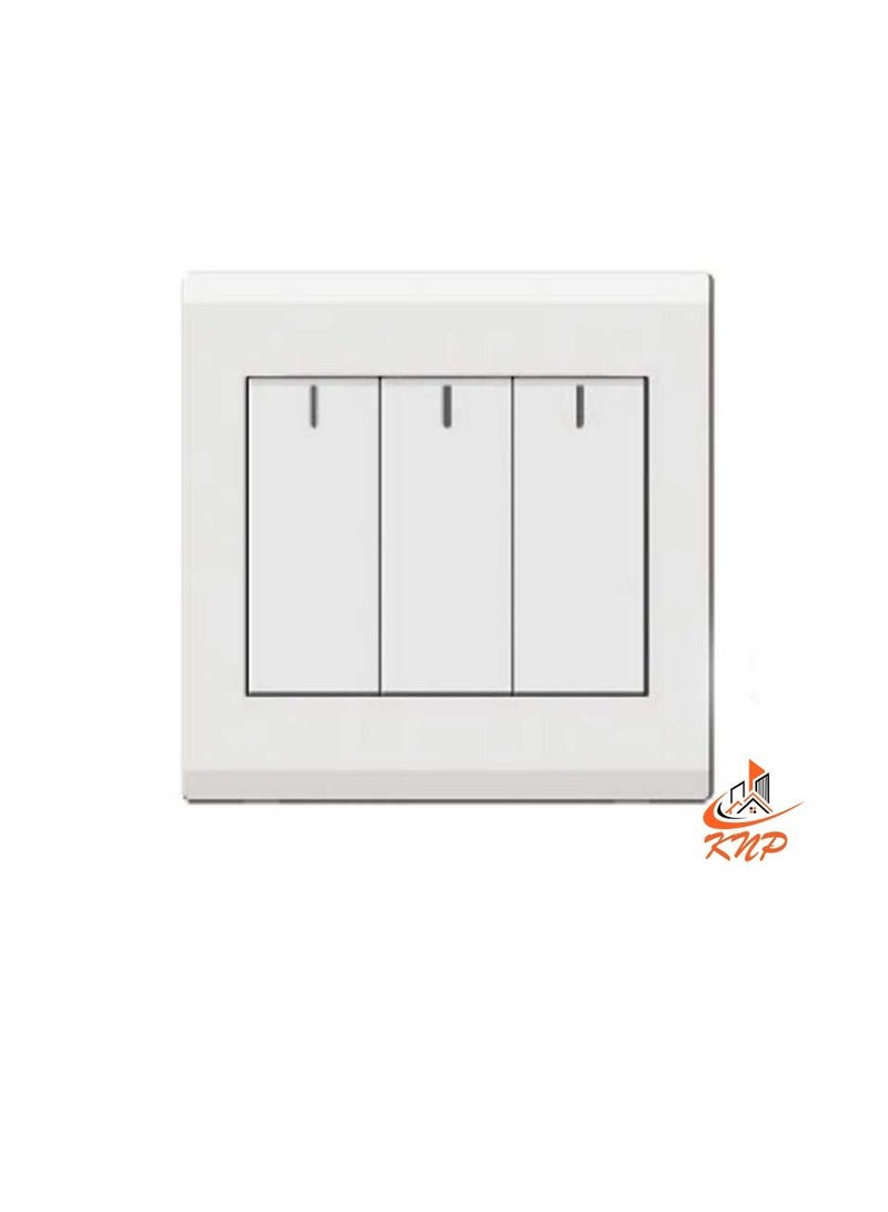 KNP 16A 3 Gang 1 Way Switch - White  - Image 2