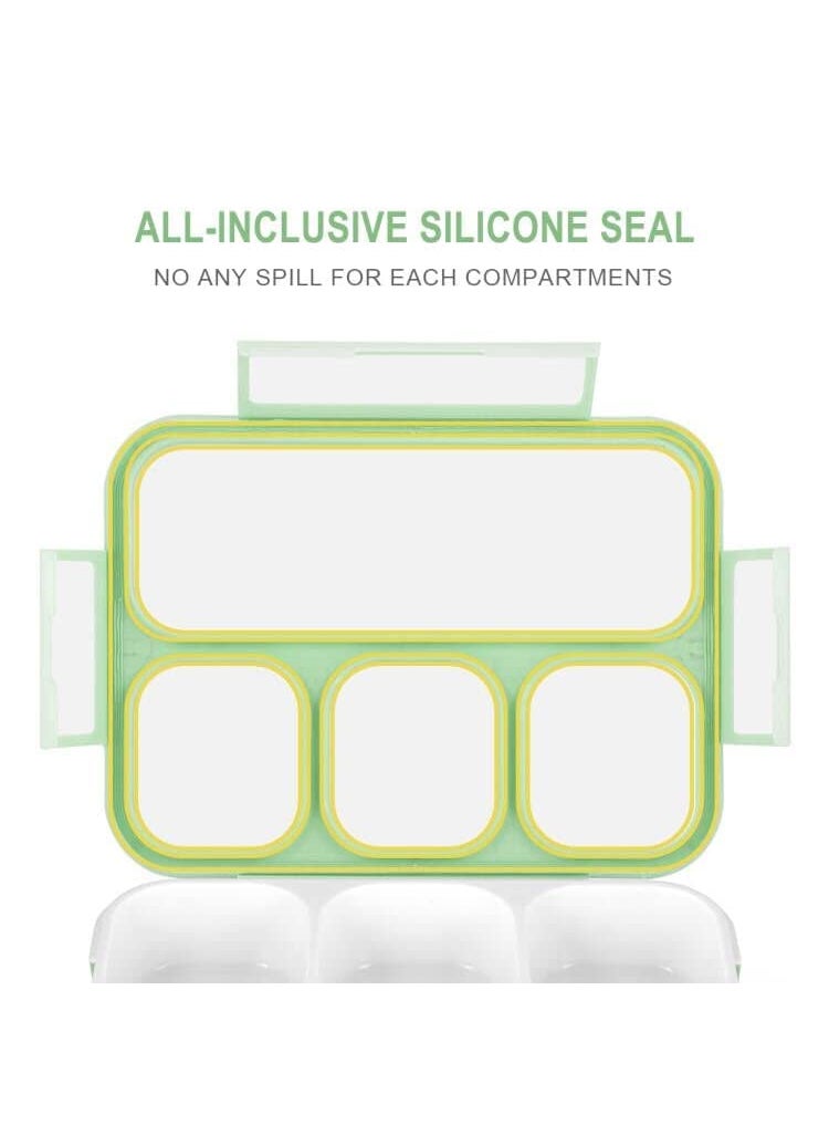 Entisia Entisia 4 Compartment Lunch Box 1 Pcs Plastic Leak Proof Lunch Box with Spoon Reusable Microwave Freezer Safe Food Containers for School Picnic Boy Girl Kids Adults Children Multicolor  - Image 3