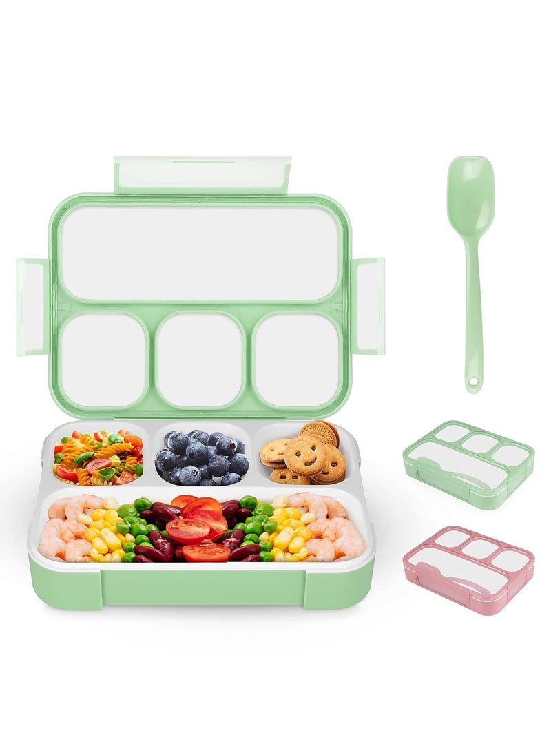 Entisia Entisia 4 Compartment Lunch Box 1 Pcs Plastic Leak Proof Lunch Box with Spoon Reusable Microwave Freezer Safe Food Containers for School Picnic Boy Girl Kids Adults Children Multicolor  - Image 1