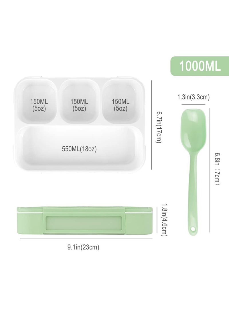 Entisia Entisia 4 Compartment Lunch Box 1 Pcs Plastic Leak Proof Lunch Box with Spoon Reusable Microwave Freezer Safe Food Containers for School Picnic Boy Girl Kids Adults Children Multicolor  - Image 2