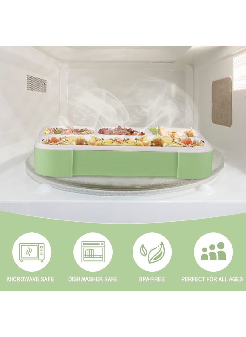 Entisia Entisia 4 Compartment Lunch Box 1 Pcs Plastic Leak Proof Lunch Box with Spoon Reusable Microwave Freezer Safe Food Containers for School Picnic Boy Girl Kids Adults Children Multicolor  - Image 5