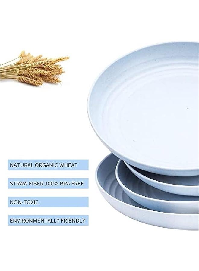 Wheat Straw Dinnerware Sets for 28 PCS Unbreakable Lightweight Reusable Plastic Dinnerware SetKids Plates Bowls and CuMicrowave Dishwasher SafeDishes for Kitchen Camping RV color) - Image 3