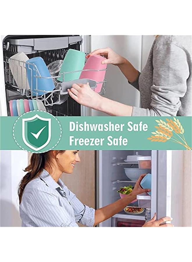 Wheat Straw Dinnerware Sets for 28 PCS Unbreakable Lightweight Reusable Plastic Dinnerware SetKids Plates Bowls and CuMicrowave Dishwasher SafeDishes for Kitchen Camping RV color) - Image 5