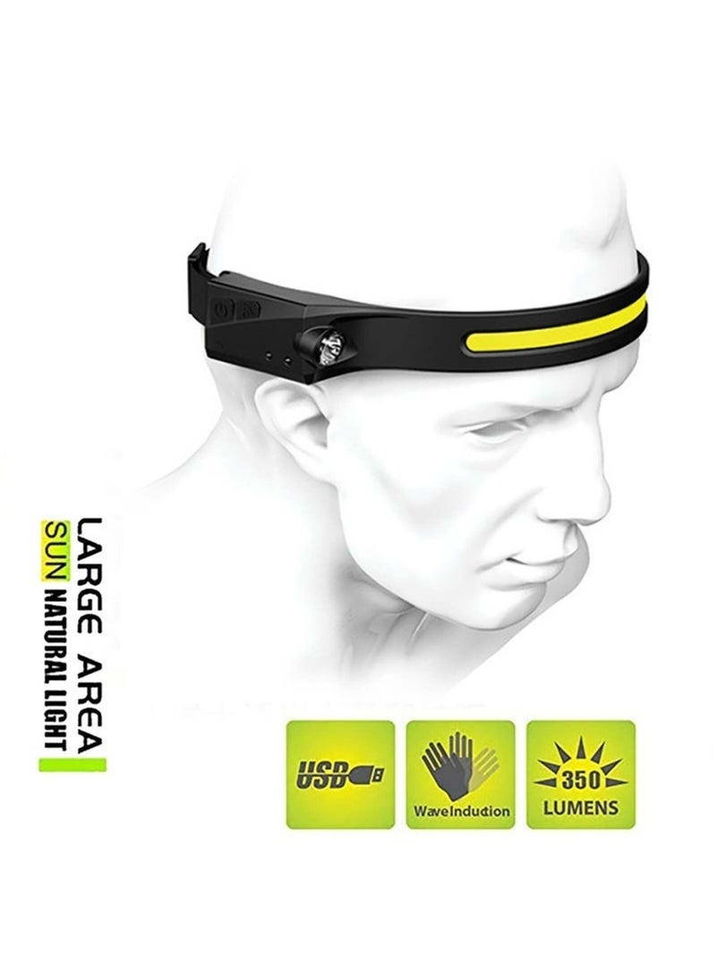 Led Headlamp Rechargeable Cob Camping Headlamp 230° Illumination Headlight With Motion Sensor, Lightweight And Weatherproof ,5 Light Source Head Lamp Flashlight - Image 3