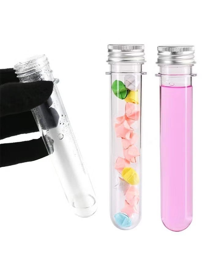 OMEVE 10 Pcs Test Tubes 40ml(140mm), High-Impact Clear Plastic Test Tubes with Screw Caps, Party Decoration, Drinks Deployment, Bath Salt Candy Tubes Plastic Vials - Image 4