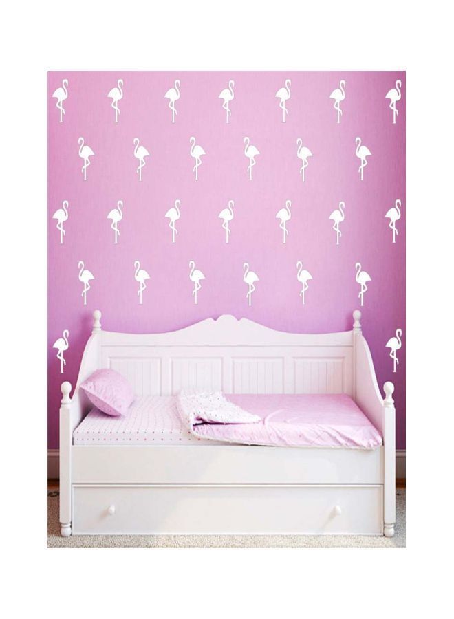 NIBEMINENT Qiangtie Flamingoes Shaped Wall Sticker White 5x10cm