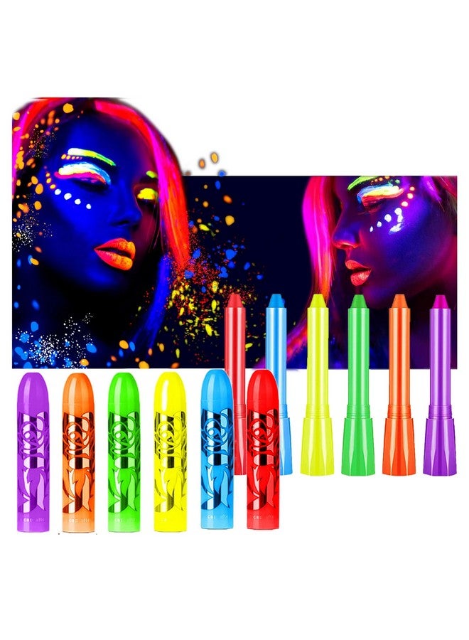 Moonear Glow In The Black Light Face Paint Crayons Kit, Uv Black Light Makeup Neon Face And Body Paint Sticks Markers For Mardi Gras Halloween Masquerades Makeup - Image 1
