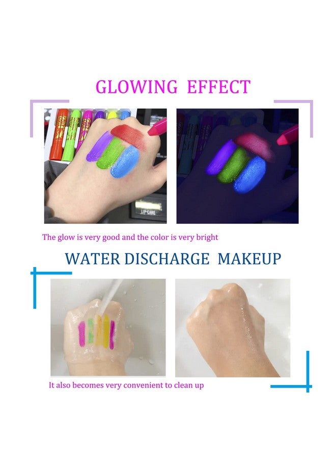 Moonear Glow In The Black Light Face Paint Crayons Kit, Uv Black Light Makeup Neon Face And Body Paint Sticks Markers For Mardi Gras Halloween Masquerades Makeup - Image 4
