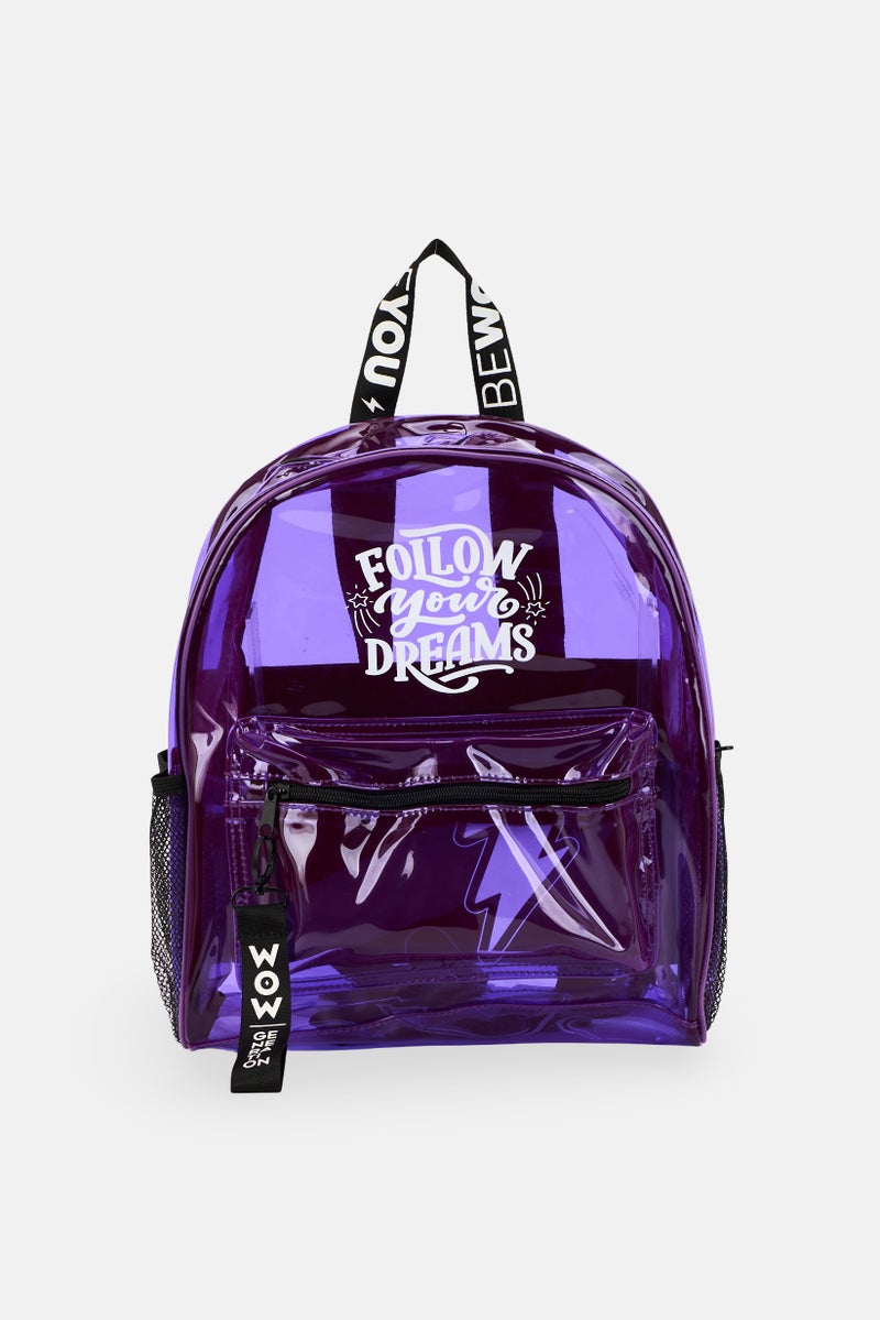 WOW Generation Kids Girl Graphic Print Backpack, Purple - Image 1