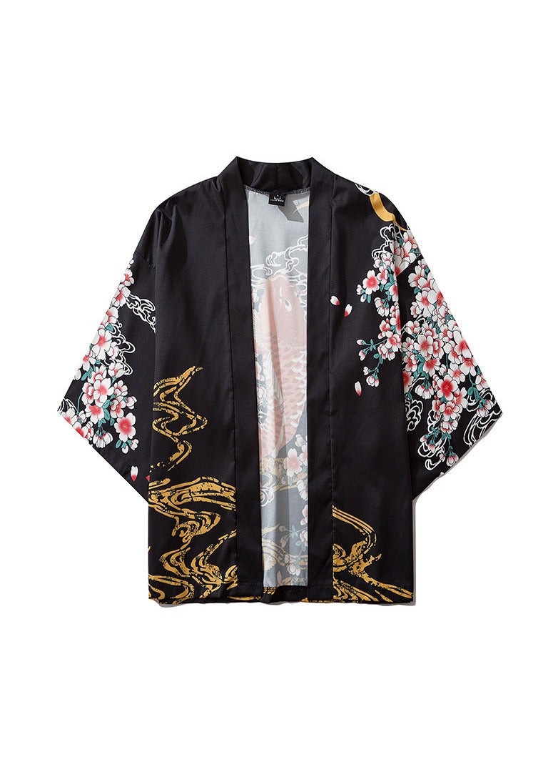 Loquat New China-Chic Element 3D Printing Cardigan Loose Men's Cape - Image 2