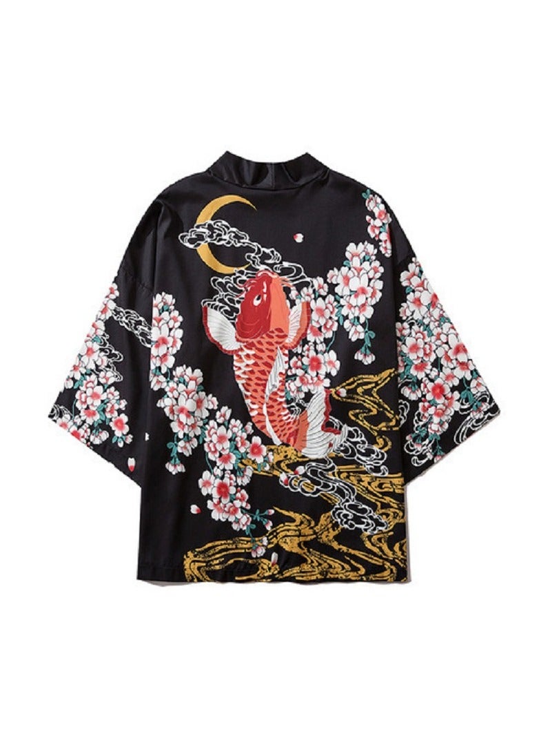 Loquat New China-Chic Element 3D Printing Cardigan Loose Men's Cape - Image 1