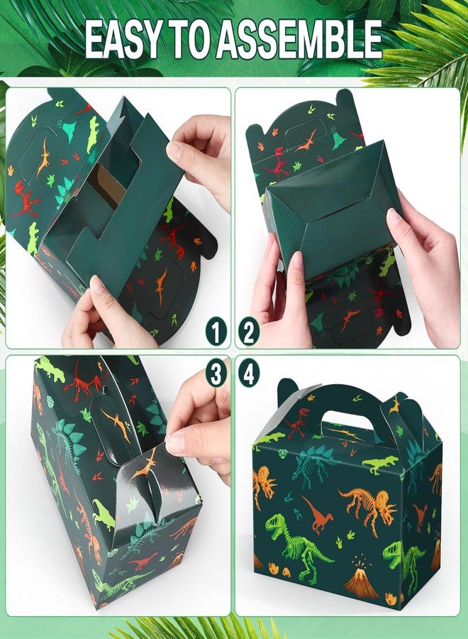 Capoda 12 Pcs Happy Birthday Party Favor Treat Boxes Gable Gift Boxes Paper Goodie Snack Candy Box with Handle Gift Wrapping for Birthday Party Supplies 6 x 3.5 x 3.5 Inch (Dino - Image 4