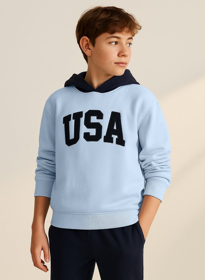 فكتور اند جين هودي أزرق غامق مطرز بالولايات المتحدة للأولاد - Image 5