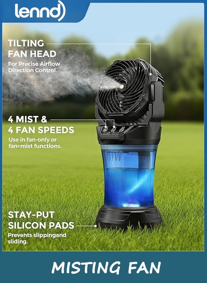 LENND Tower Fan, Misting Fan with 2L Water Tank, 180° Adjustable, 4 Speeds & 4 Mist Modes (Continuous/3S/5S/7S),4 LED Base Lights Remote Control for Outdoor Patio Camping - Image 3