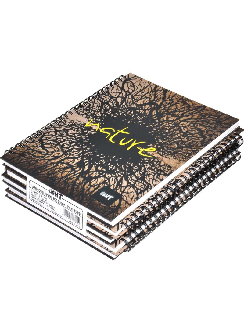 FIS LIGHT Pack of 5  Spiral Hard Cover Notebook, Single Line, 9X7 Inches (22.86 X 20.32 CM), 100 Sheets -LINBS971602 - Image 1