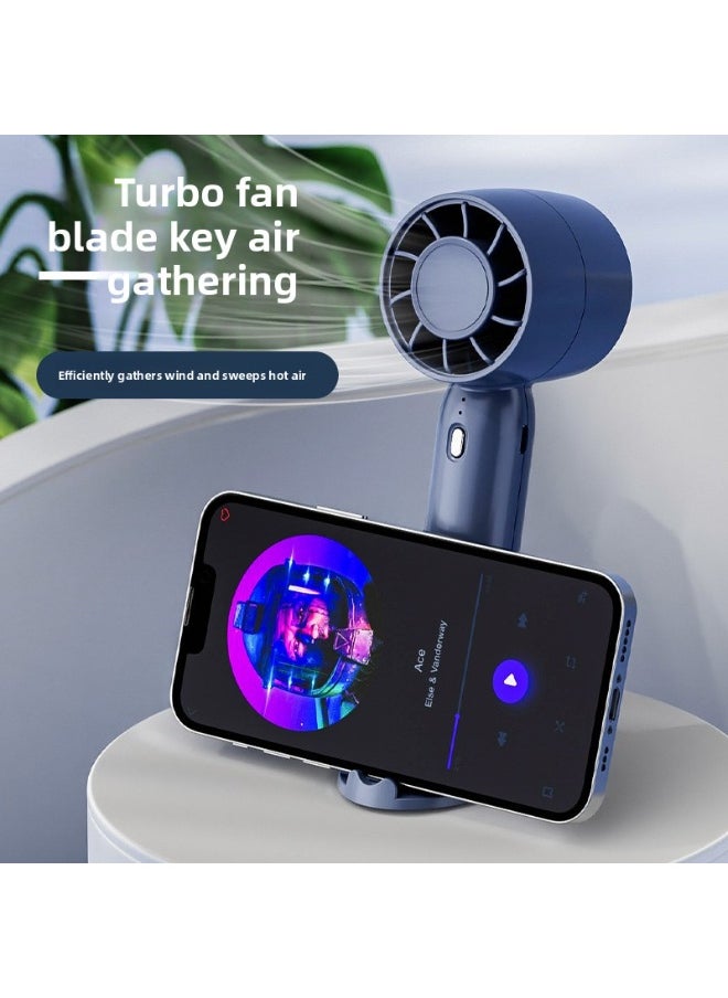 Generic - Turbo Mini Handheld Fan, Portable Small Fan, 3 Speed Adjustable, Strong Wind Cooling, USB Rechargeable, Long Battery Life, Desk Stand, Mobile Phone Holder - Image 1