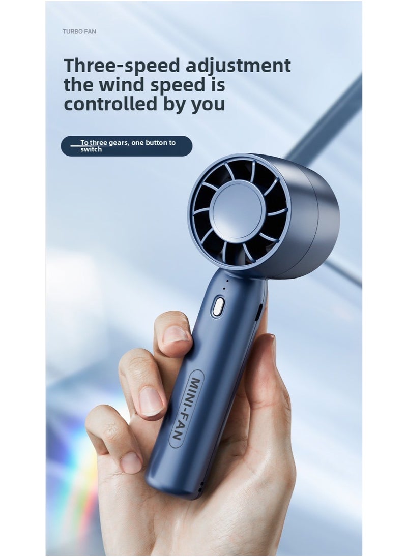 Generic - Turbo Mini Handheld Fan, Portable Small Fan, 3 Speed Adjustable, Strong Wind Cooling, USB Rechargeable, Long Battery Life, Desk Stand, Mobile Phone Holder - Image 1