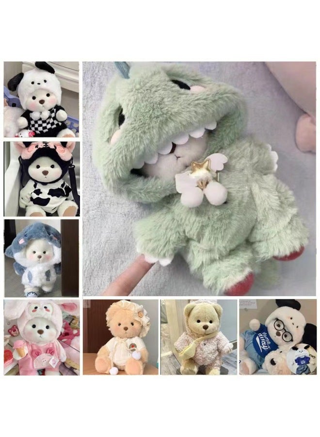 [only Sell Clothes] Internet Celebrity 30cm Jointed Bear Plush Doll Doll Replacement Clothes Teddy Bear Jumpsuit-Color:Green Dinosaur Jumpsuit-Height:30cm - Image 5
