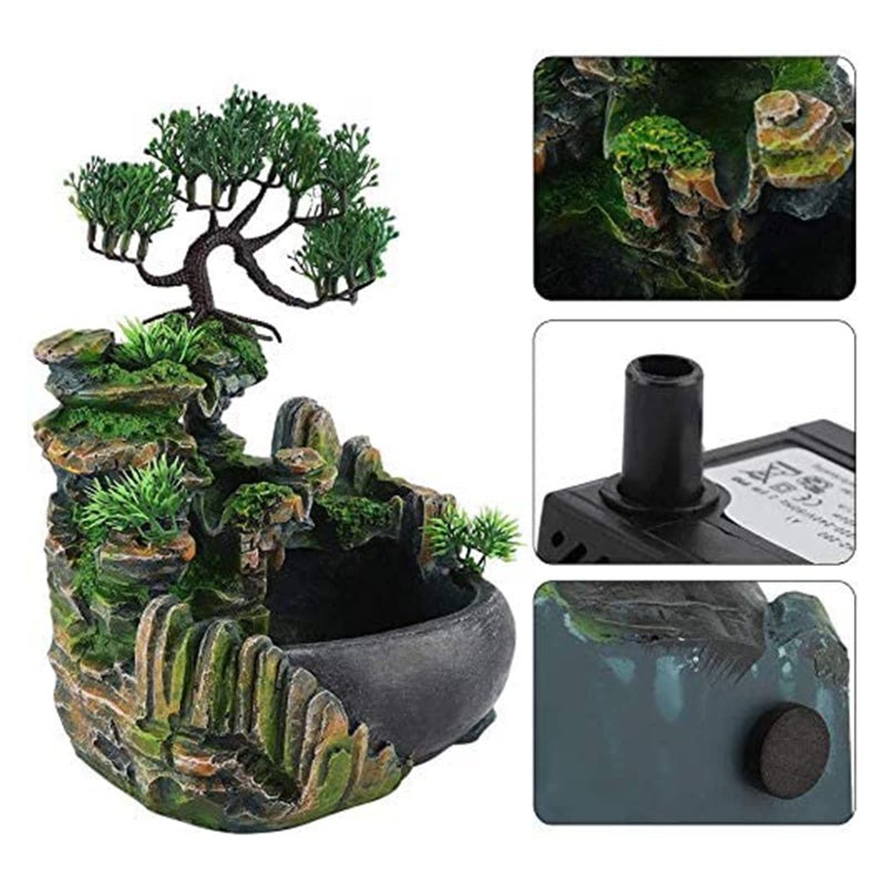 JOINDATAT Rockery Stream Tabletop Fountain, Zen Meditation Indoor Waterfall Feature with Automatic Pump and Switch, Desktop Fountain for Home Office Bedroom Decoration (B) - Image 2