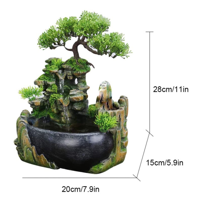 JOINDATAT Rockery Stream Tabletop Fountain, Zen Meditation Indoor Waterfall Feature with Automatic Pump and Switch, Desktop Fountain for Home Office Bedroom Decoration (B) - Image 3