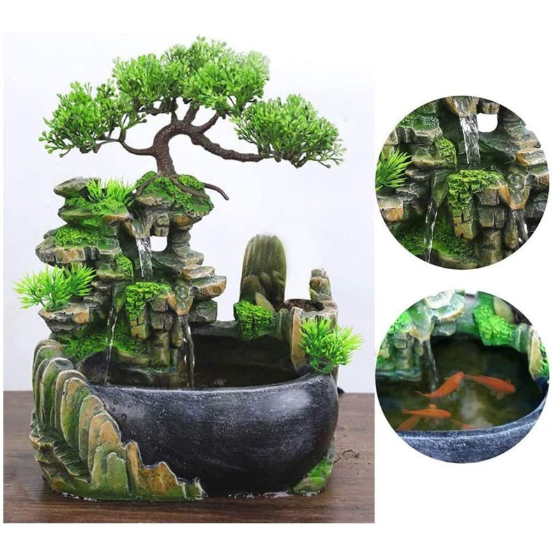 JOINDATAT Rockery Stream Tabletop Fountain, Zen Meditation Indoor Waterfall Feature with Automatic Pump and Switch, Desktop Fountain for Home Office Bedroom Decoration (B) - Image 4