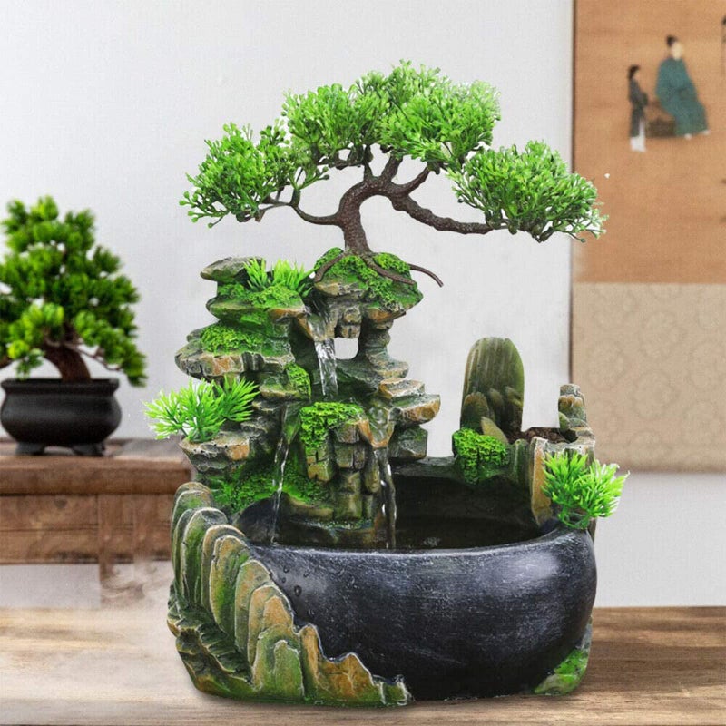 JOINDATAT Rockery Stream Tabletop Fountain, Zen Meditation Indoor Waterfall Feature with Automatic Pump and Switch, Desktop Fountain for Home Office Bedroom Decoration (B) - Image 5