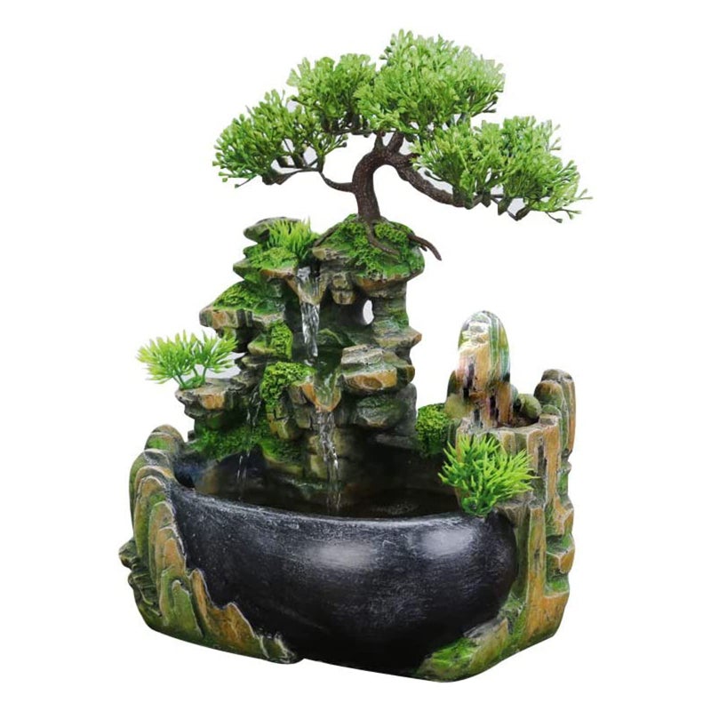 JOINDATAT Rockery Stream Tabletop Fountain, Zen Meditation Indoor Waterfall Feature with Automatic Pump and Switch, Desktop Fountain for Home Office Bedroom Decoration (B) - Image 1