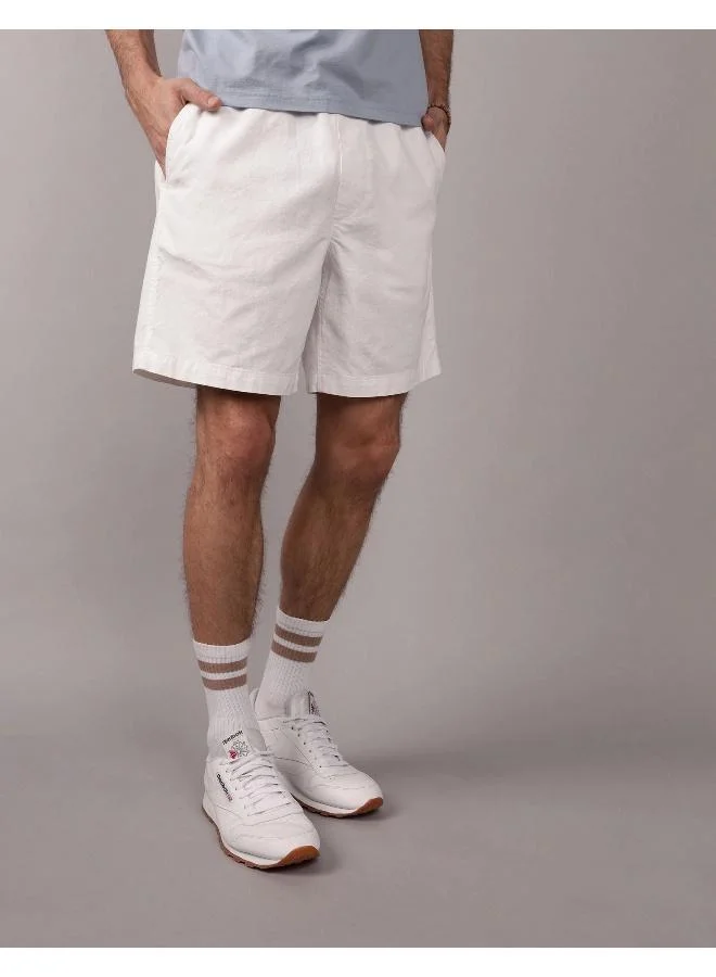 American Eagle AE Flex 8" Lived-In Linen-Blend Trekker Short