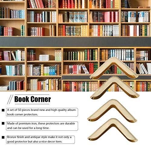 Hilitand 50pcs Scrapbooking Photo Mounting Corners Book Albums Menus Notebook Folder File Corner Protectors(C086 Brass) - Image 2