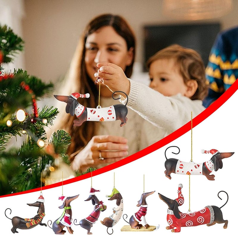 klarako Dog Christmas Tree Ornaments Puppy Hanging Wood Xmas Ornament Wooden Dog Ornaments Christmas Dog Decorations Decorative Wooden Floats Pendants for House Holiday Party Decor Cute Dog Ornaments (G) - Image 2