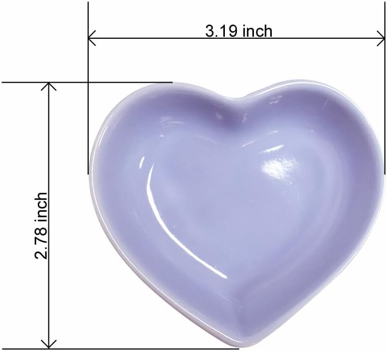 Lotatheta Light Purple 6 pcs Soy Sauce Dish Heart Shaped Porcelain Ceramic Dip Dipping Bowls 165 oz for Dinner Baking BBQ and Cooking - Image 2