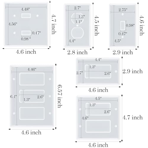 Moukiween Light Switch Cover Resin Mold, 6Pcs Silicone Molds for Standard Switch Plate Covers, Socket Panel Epoxy Casting DIY Crafts Home Decor - Image 2